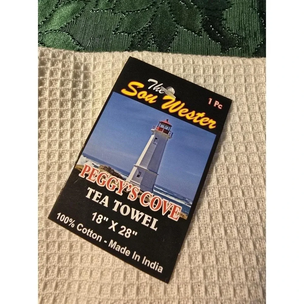 The Sou Wester Peggy's Cove Tea Towel Lighthouse Nautical Embroidered /0456
